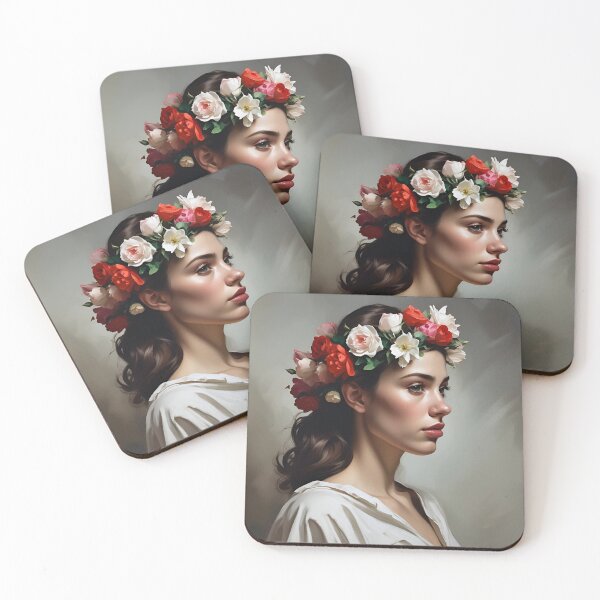 Item preview, Woman with flowers wall art print designed and sold by MK26Designs.