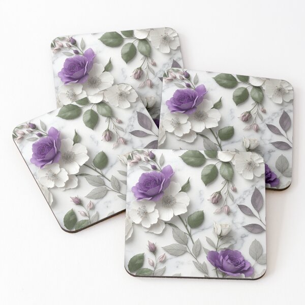 Item preview, Embossed Purple White Marble Floral Art Design designed and sold by IntelliMindDesigns.