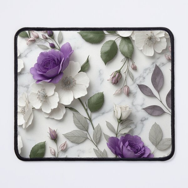 Item preview, Embossed Purple White Marble Floral Art Design designed and sold by IntelliMindDesigns.