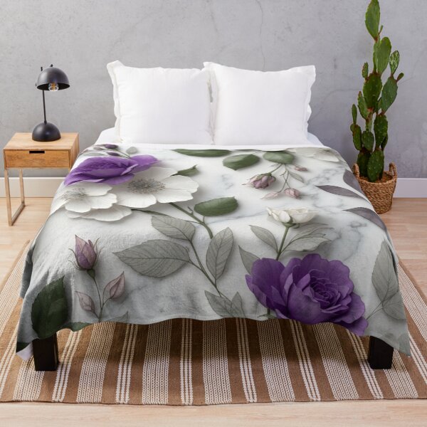 Item preview, Embossed Purple White Marble Floral Art Design designed and sold by IntelliMindDesigns.