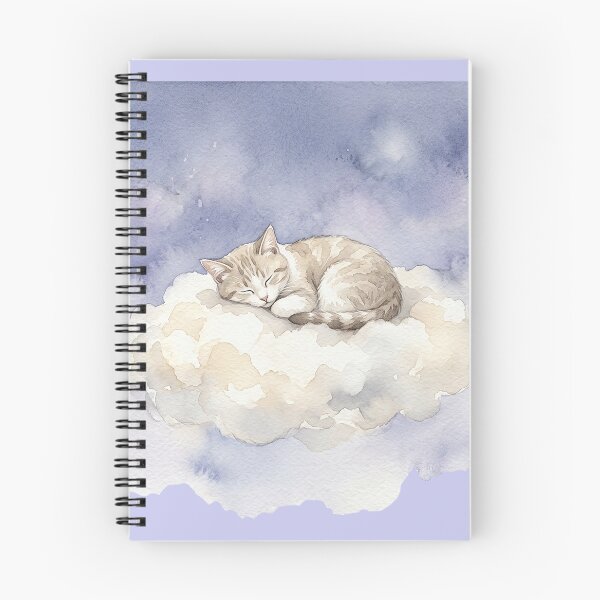 Item preview, Dreaming on Clouds: Sleeping Cat Watercolor Illustration designed and sold by GrabaHuk.