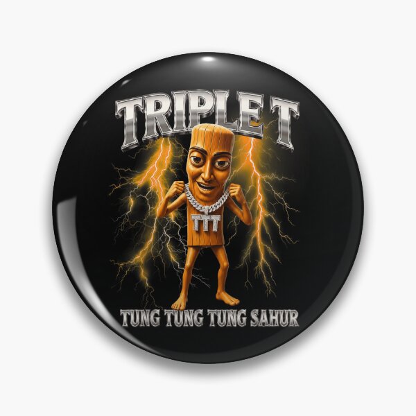 Item preview, Triple T Tung Tung Tung Sahur Metallic Text With Lightning Kentongan designed and sold by ObukiLantara.