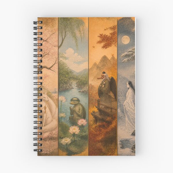 Item preview, Japanese Folklore Art – Four Seasons Yokai Collection with Kitsune Kappa Tengu and Yuki Onna designed and sold by kaxymax.
