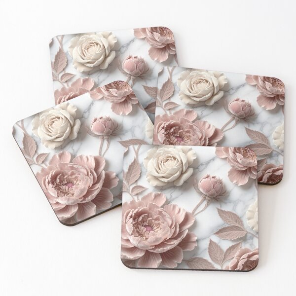 Item preview, Velvet Dusty Pink Peony Marble Art designed and sold by IntelliMindDesigns.