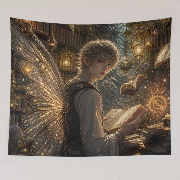 Item preview, Fairy Librarian with Spellbooks designed and sold by sigmaartstudio.