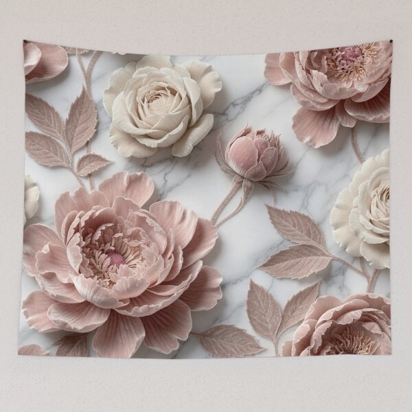 Item preview, Velvet Dusty Pink Peony Marble Art designed and sold by IntelliMindDesigns.