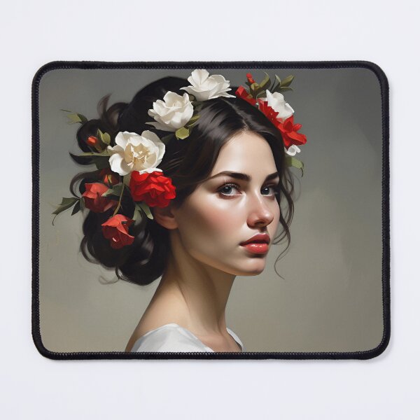 Item preview, Woman with flowers wall art print designed and sold by MK26Designs.