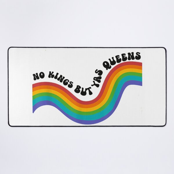 Item preview, No Kings But Yas Queens Colorful Rainbow Ribbon Wave Pride Quote designed and sold by ObukiLantara.