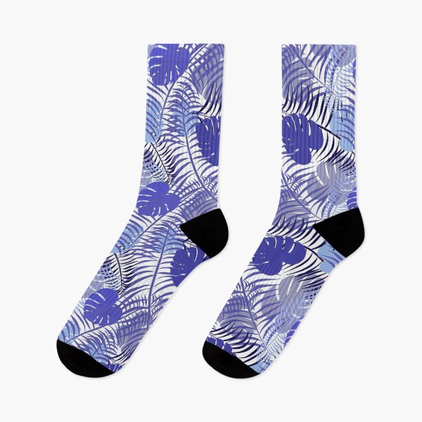 Item preview, Blue and White Tropical Leaf Pattern designed and sold by CreativeBridge.