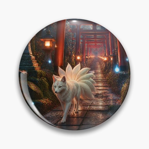 Item preview, Fox Spirit Art – Kitsune Yokai Walking Through an Inari Shrine Forest designed and sold by kaxymax.