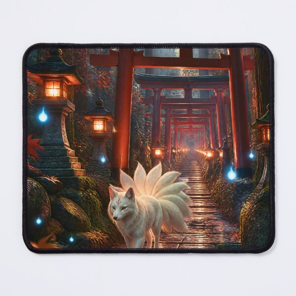 Item preview, Fox Spirit Art – Kitsune Yokai Walking Through an Inari Shrine Forest designed and sold by kaxymax.