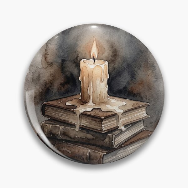 Item preview, Flickering Candle on Ancient Books: Dark Academia Watercolor designed and sold by GrabaHuk.