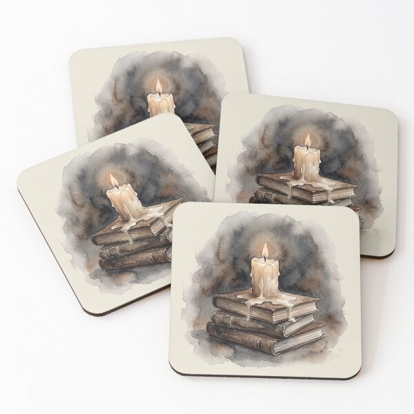 Item preview, Flickering Candle on Ancient Books: Dark Academia Watercolor designed and sold by GrabaHuk.