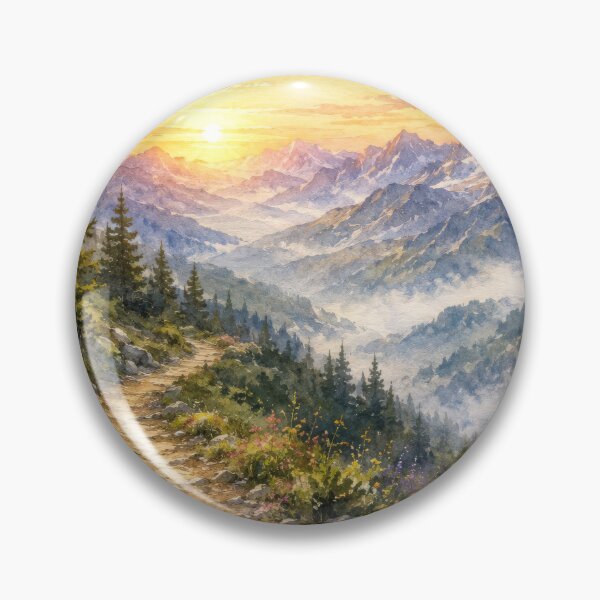 Item preview, Watercolor Mountain Trail at Sunrise designed and sold by konkapo00.