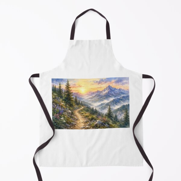 Item preview, Watercolor Mountain Trail at Sunrise designed and sold by konkapo00.