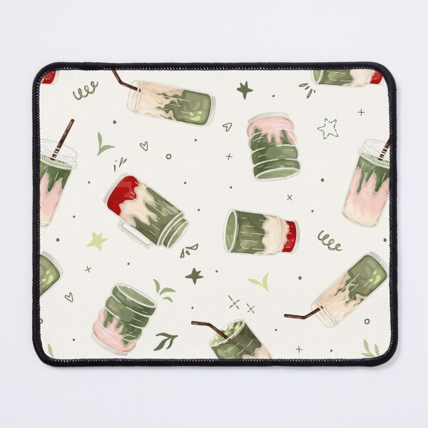 Item preview, Green tea matcha seamless pattern. Strawberry and iced matcha latte. designed and sold by creativecornr.