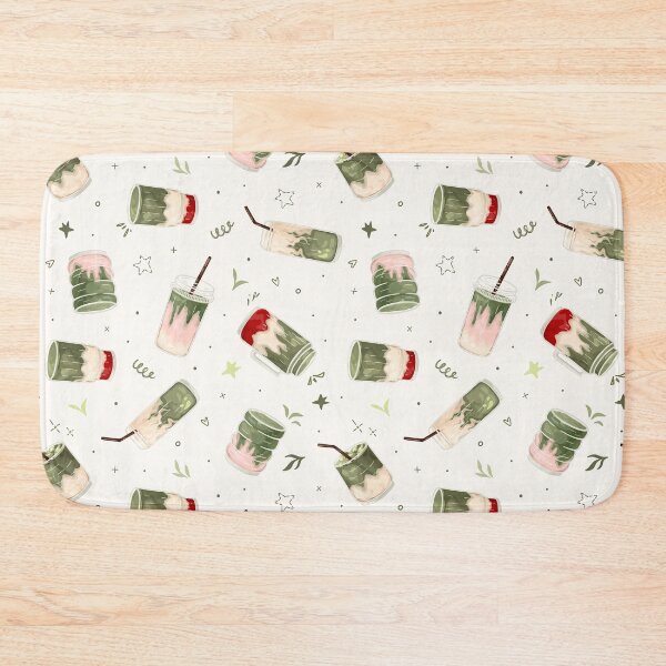 Item preview, Green tea matcha seamless pattern. Strawberry and iced matcha latte. designed and sold by creativecornr.