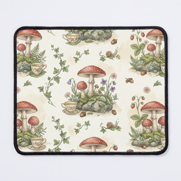 Item preview, Enchanted Forest Tea Party – Vintage Cottagecore Mushroom Pattern designed and sold by OpenDreamArts.