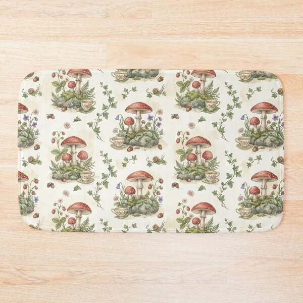 Item preview, Enchanted Forest Tea Party – Vintage Cottagecore Mushroom Pattern designed and sold by OpenDreamArts.