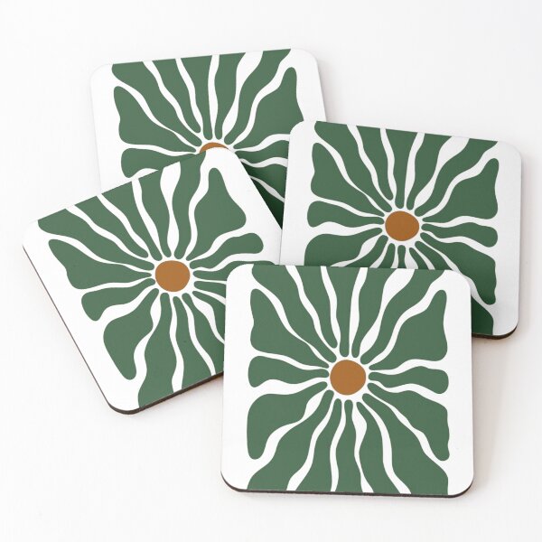 Item preview, Green Abstract Flower Print | Retro Botanical Daisy Art | Groovy Floral Design designed and sold by The-SilentPlace.