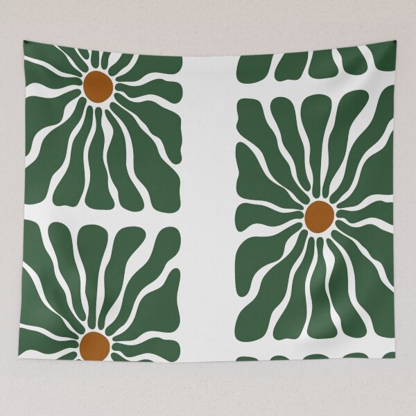 Item preview, Green Abstract Flower Print | Retro Botanical Daisy Art | Groovy Floral Design designed and sold by The-SilentPlace.