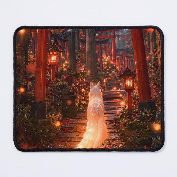 Item preview, Mystical Fox Spirit – Kitsune Walking Through an Enchanted Inari Shrine Path designed and sold by kaxymax.