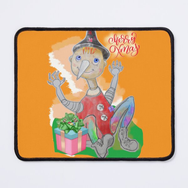 Item preview, Merry Christmas Playing Wood PINOCCHIO with Gift (Original Drawing by ACCI) designed and sold by VanyssaGraphics.