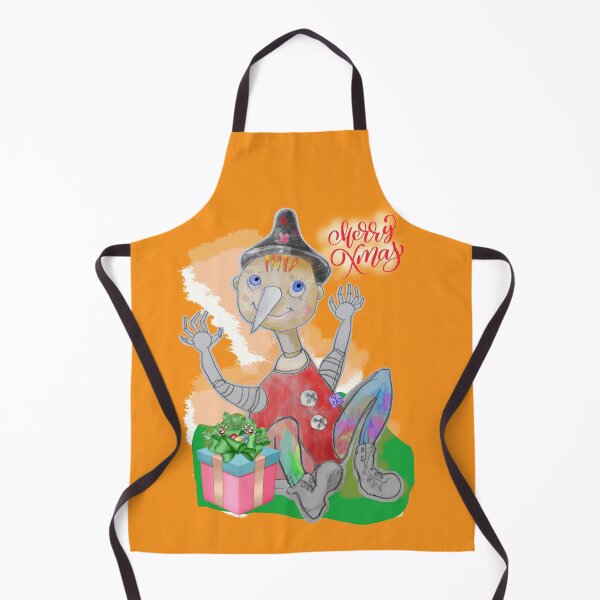 Item preview, Merry Christmas Playing Wood PINOCCHIO with Gift (Original Drawing by ACCI) designed and sold by VanyssaGraphics.