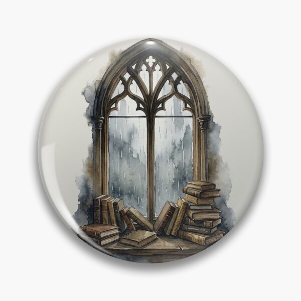 Item preview, Rainy Days in the Gothic Library: Watercolor Window View designed and sold by GrabaHuk.
