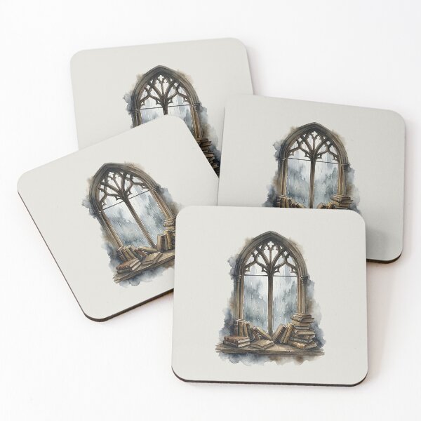 Item preview, Rainy Days in the Gothic Library: Watercolor Window View designed and sold by GrabaHuk.