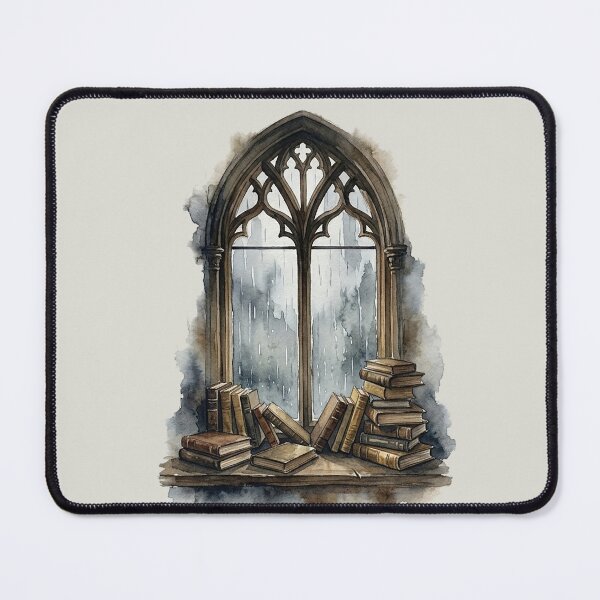 Item preview, Rainy Days in the Gothic Library: Watercolor Window View designed and sold by GrabaHuk.