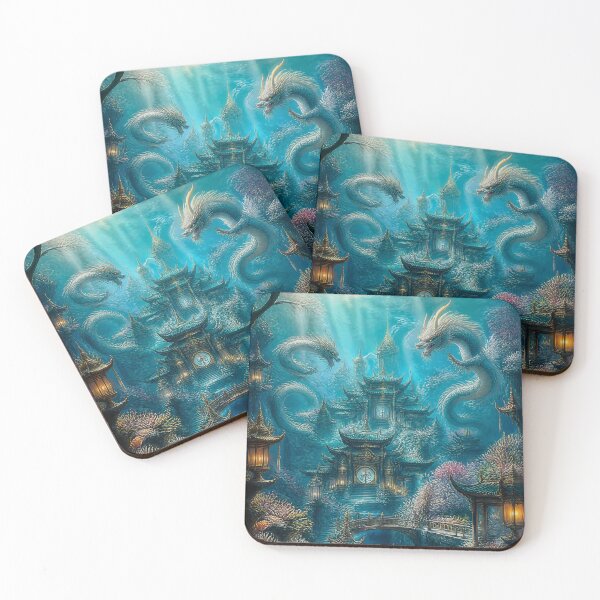 Item preview, Underwater Dragon Kingdom – Mythical Ocean Palace with Celestial Dragons and Koi designed and sold by kaxymax.