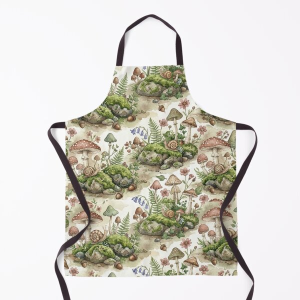 Item preview, Whimsical Forest Floor Pattern – Sage Green & Dusty Rose Mushroom Art designed and sold by OpenDreamArts.