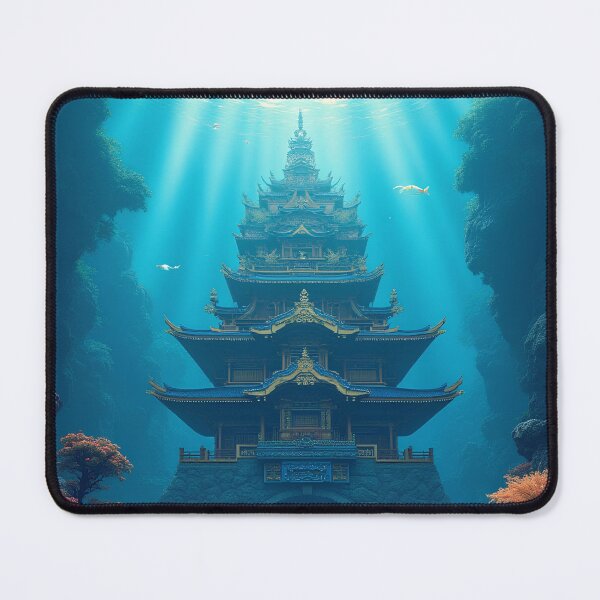 Item preview, Underwater Palace Art – Legendary Ocean Kingdom Inspired by Japanese Mythology designed and sold by kaxymax.