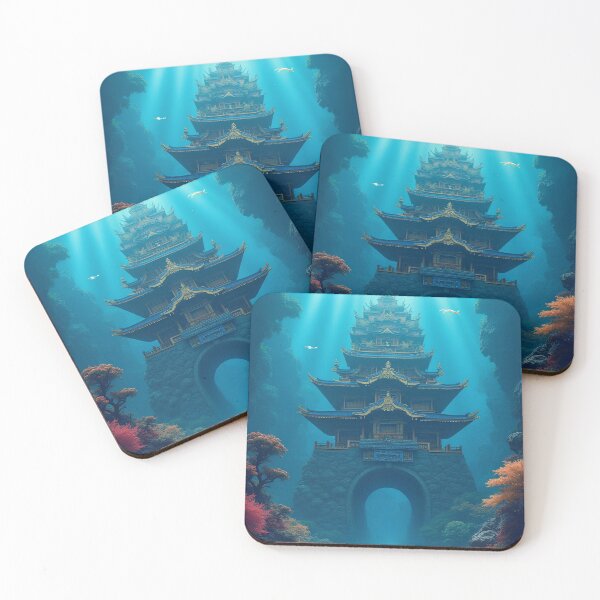 Item preview, Underwater Palace Art – Legendary Ocean Kingdom Inspired by Japanese Mythology designed and sold by kaxymax.