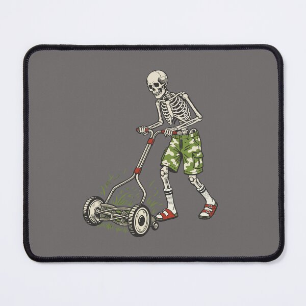 Item preview, Suburban Skeleton Dad Mowing Lawn designed and sold by jonrbdesigns.