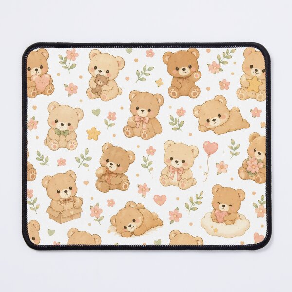 Item preview, Cute Pastel Teddy Bear Floral Seamless Pattern designed and sold by Seculinator.