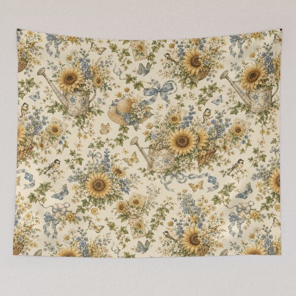 Item preview, Late Summer Sunflower Cottage Garden – Vintage Watercolor Pattern designed and sold by OpenDreamArts.