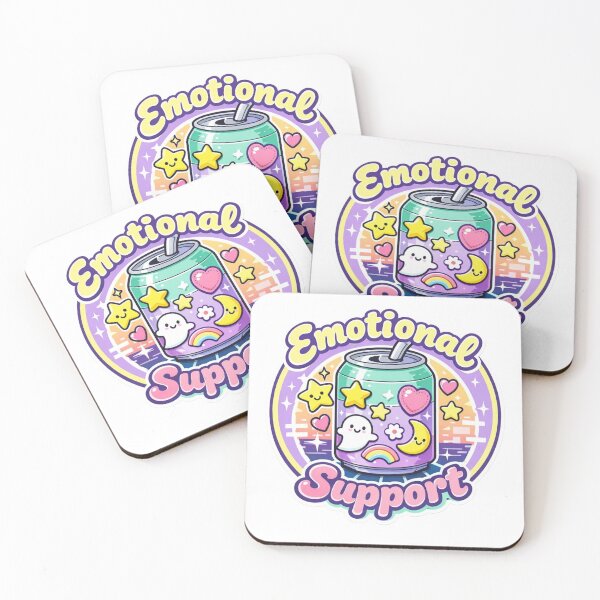 Item preview, Emotional Support Soda Bottle with Cute Cartoon Patches Sticker   designed and sold by Timeless Junction.