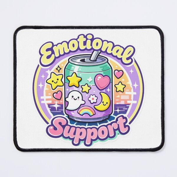 Item preview, Emotional Support Soda Bottle with Cute Cartoon Patches Sticker   designed and sold by Timeless Junction.