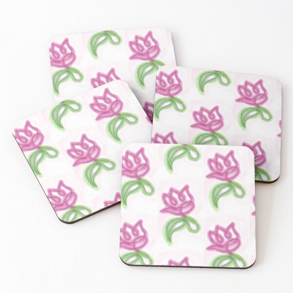 Item preview, Cute minimalist girls aesthetic vintage doodle art of pink floral pattern design  designed and sold by Shukasya-Arts.