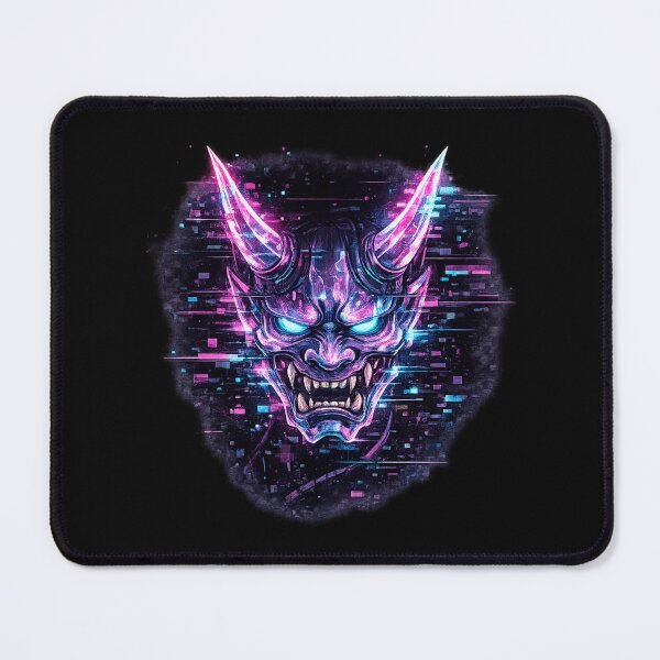 Item preview, Hannya Oni Mask Cyberpunk Glitch Art Japanese Yokai designed and sold by YokaiInk.