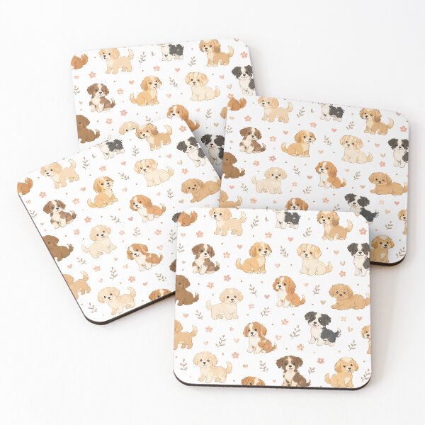 Item preview, Cute Kawaii Fluffy Puppy Breeds Seamless Pattern designed and sold by Seculinator.