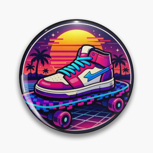 Item preview, Retro Sneaker on Pixel Skateboard Vaporwave Sticker designed and sold by Timeless Junction.