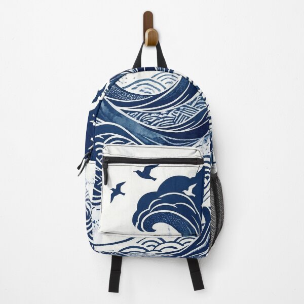 Item preview, Contemporary Aizome Indigo Waves & Chidori Birds  Description designed and sold by Hikariha Studio.