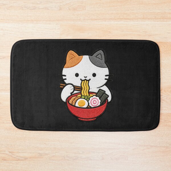 Item preview, Cute Kawaii Cat Eating Ramen designed and sold by ColorSplash123.