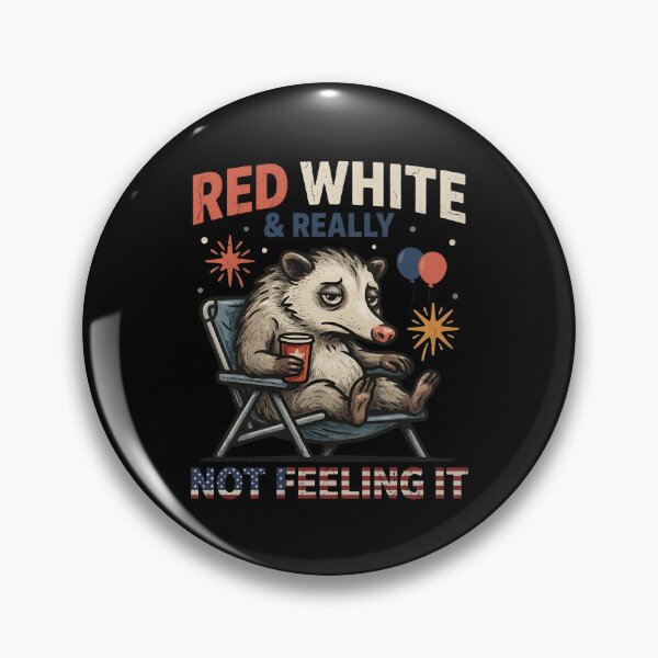 Item preview, Red White & Really Not Feeling It Funny Opossum | Retro Patriotic Meme | 4th of July Humor designed and sold by ZyziowskyArt.