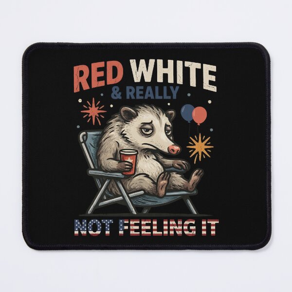 Item preview, Red White & Really Not Feeling It Funny Opossum | Retro Patriotic Meme | 4th of July Humor designed and sold by ZyziowskyArt.
