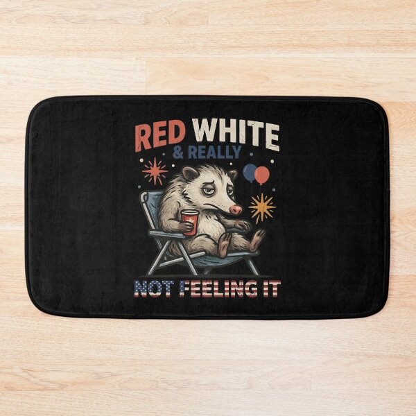 Item preview, Red White & Really Not Feeling It Funny Opossum | Retro Patriotic Meme | 4th of July Humor designed and sold by ZyziowskyArt.