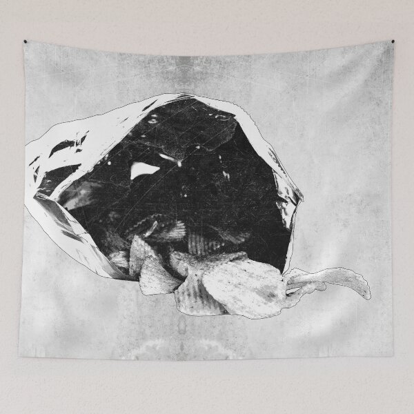Item preview, Open Bag Ridged Potato Chips Dark Snack Food Art designed and sold by Ghoul Enterprises.